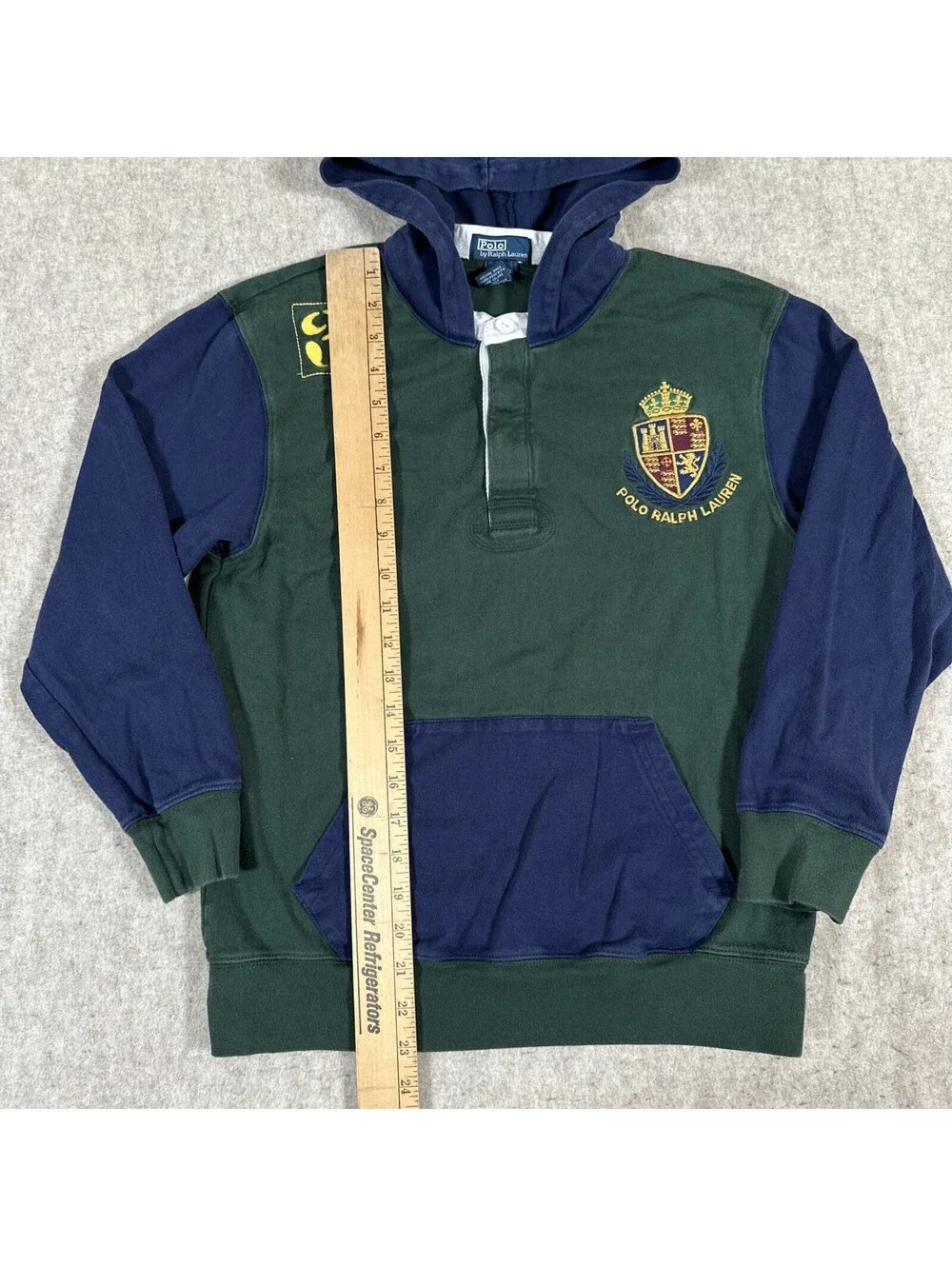 Polo Ralph Lauren Hoodie Youth Medium Rugby Long Sleeve Pullover Crest Green